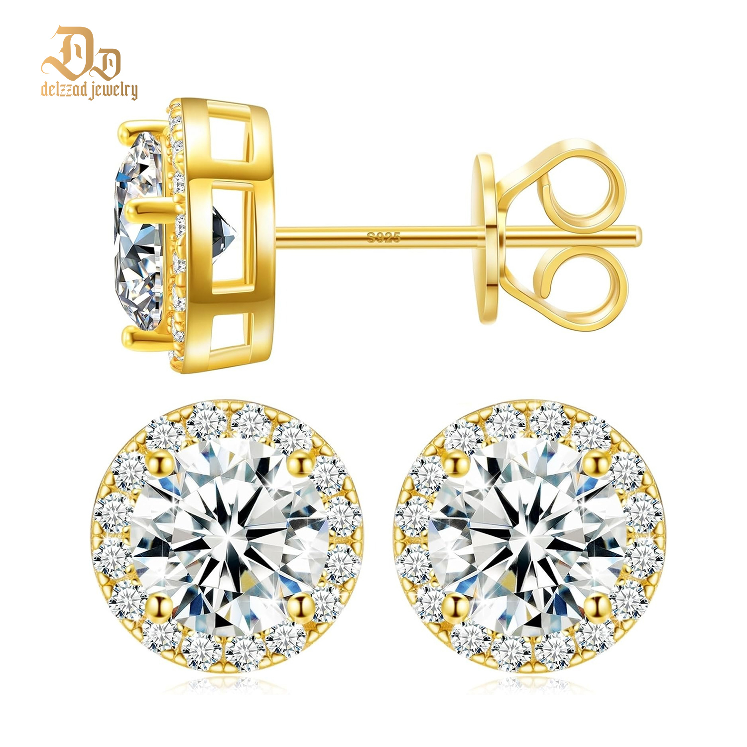 925S & VVS1 MOISSANITE HALO STUD EARRINGS