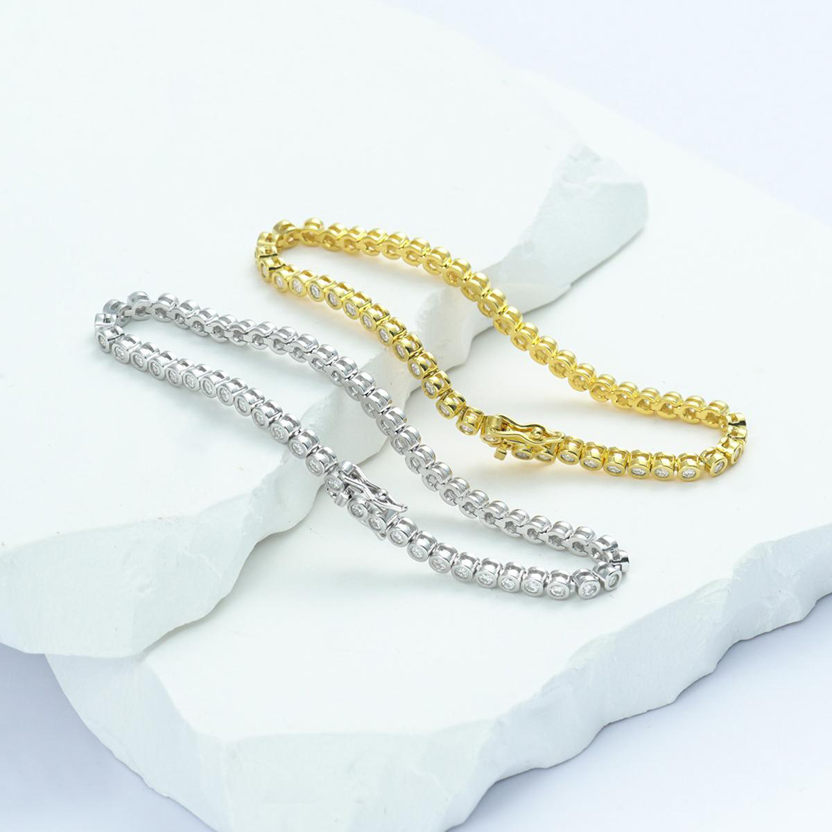 6-8inch and 2-6.5mm Gemstones S925 VVS Synthetic Moissanite Hip Hop Tennis Bracelet