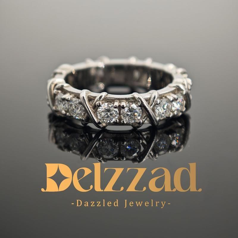 S925 VVS Synthetic Moissanite Cross Eternity Ring Gift For Wedding Anniversary