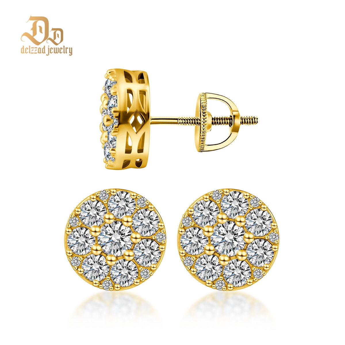 10MM 925S & VVS Moissanite Cluster Halo Stud Earrings