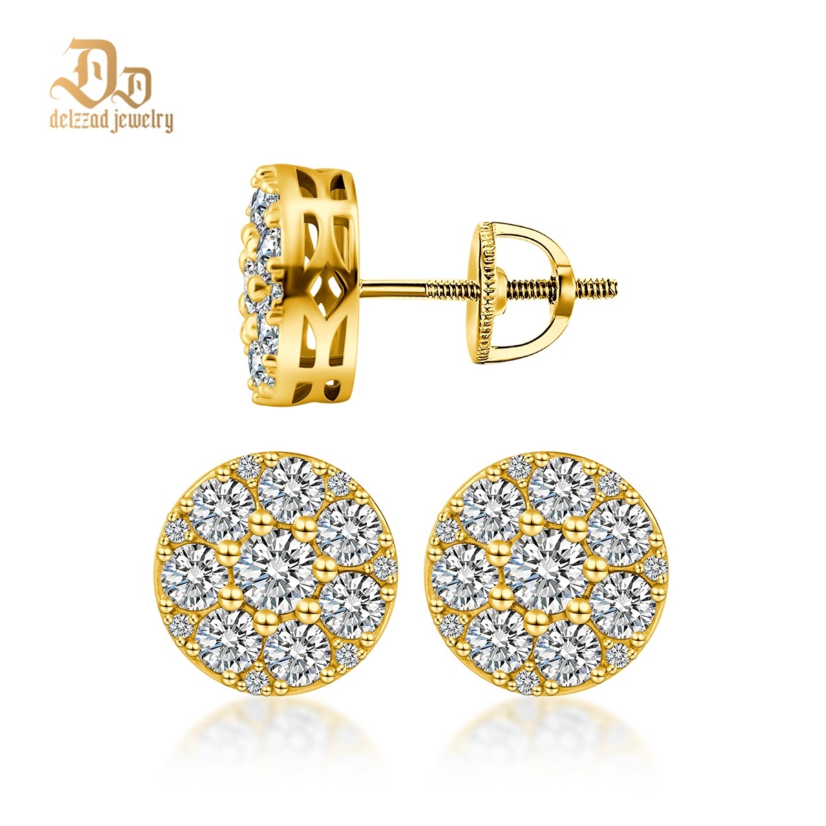 10MM 925S & VVS Moissanite Cluster Halo Stud Earrings