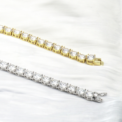 6-8inch and 2-6.5mm Gemstones S925 VVS Synthetic Moissanite Hip Hop Tennis Bracelet