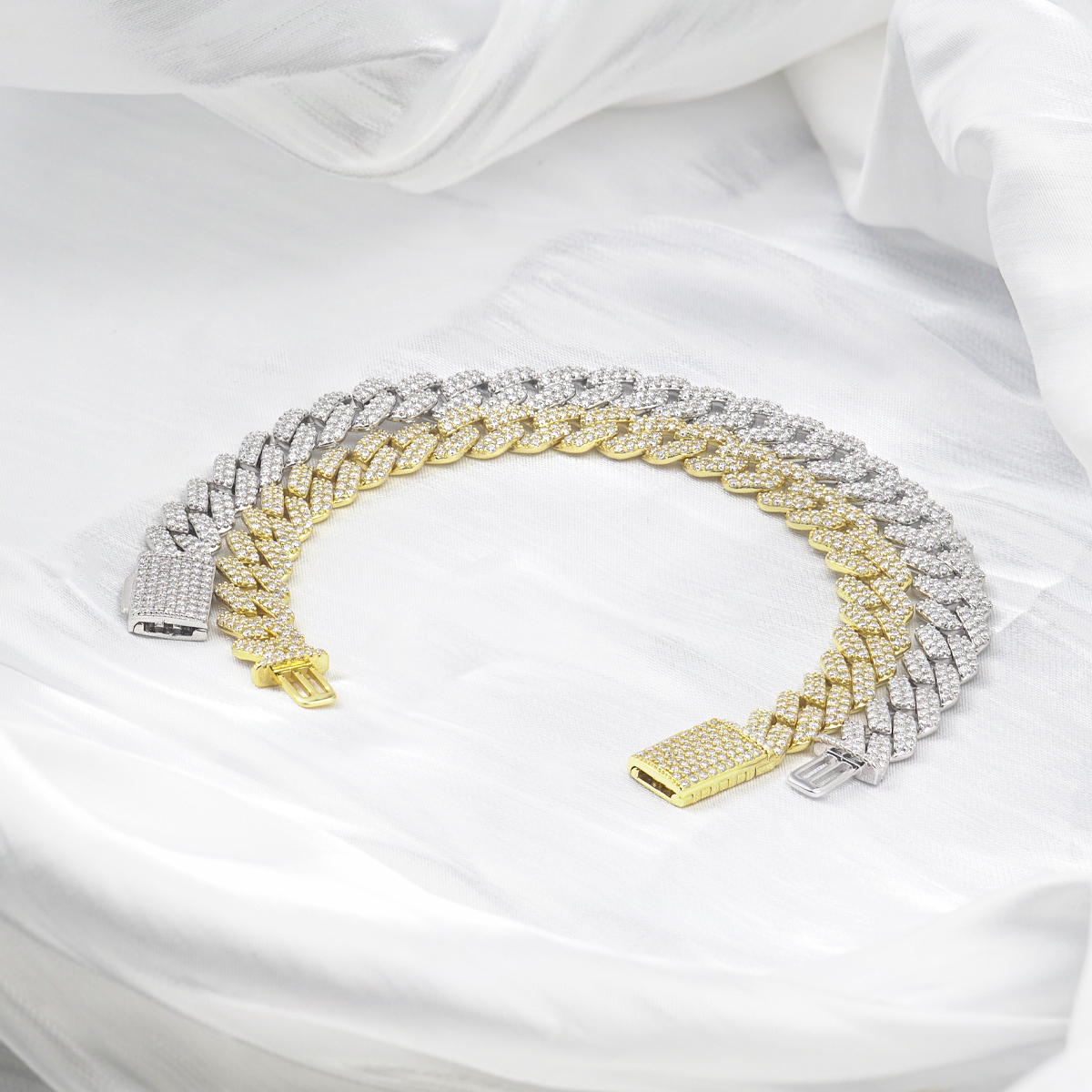 03style 8.5MM S925 VVS Synthetic Moissanite Hip Hop Iced Out Cuban Link Bracelet