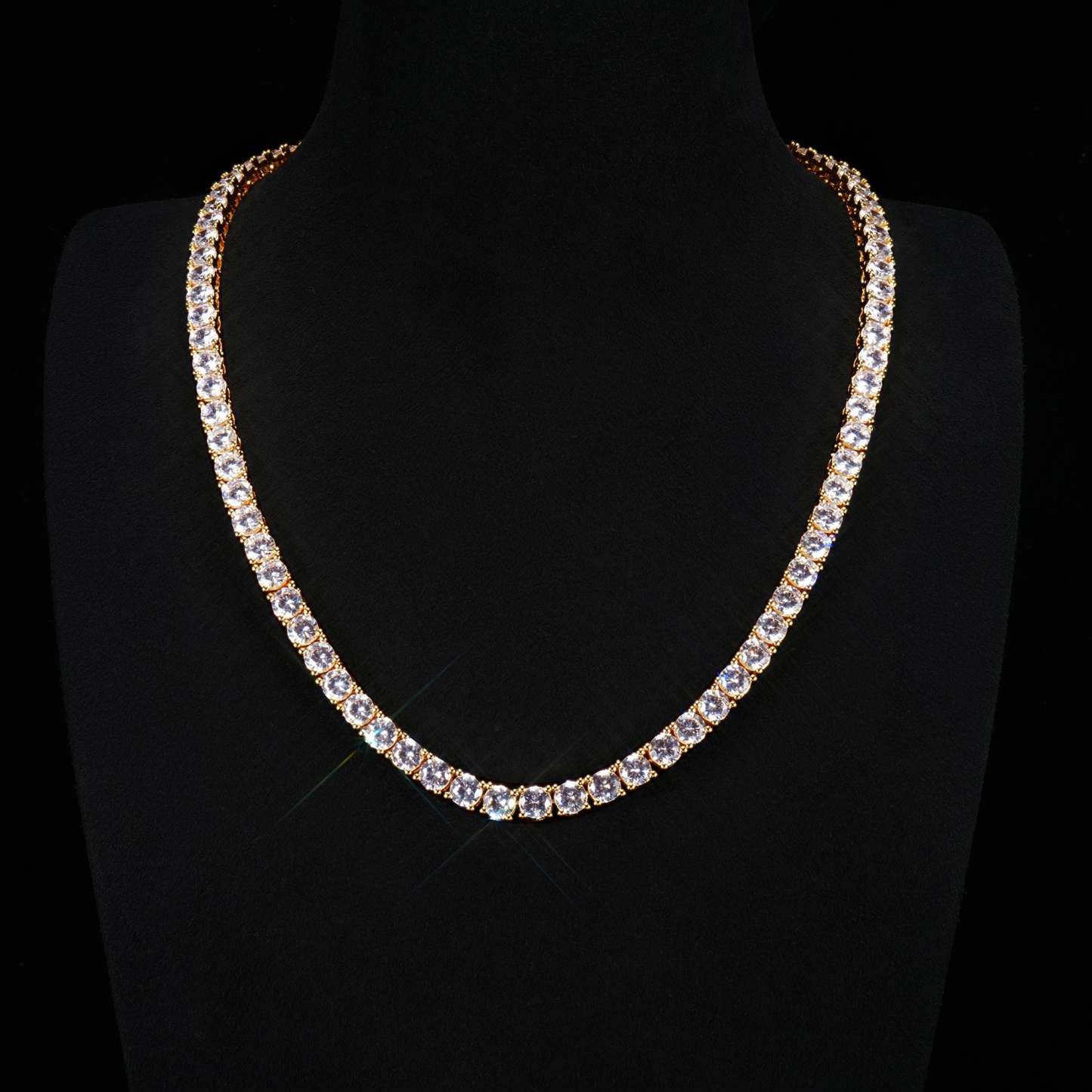 5mm  18K Gold-Plated Iced AAA CZ BlingBling Tennis Chain Single Row