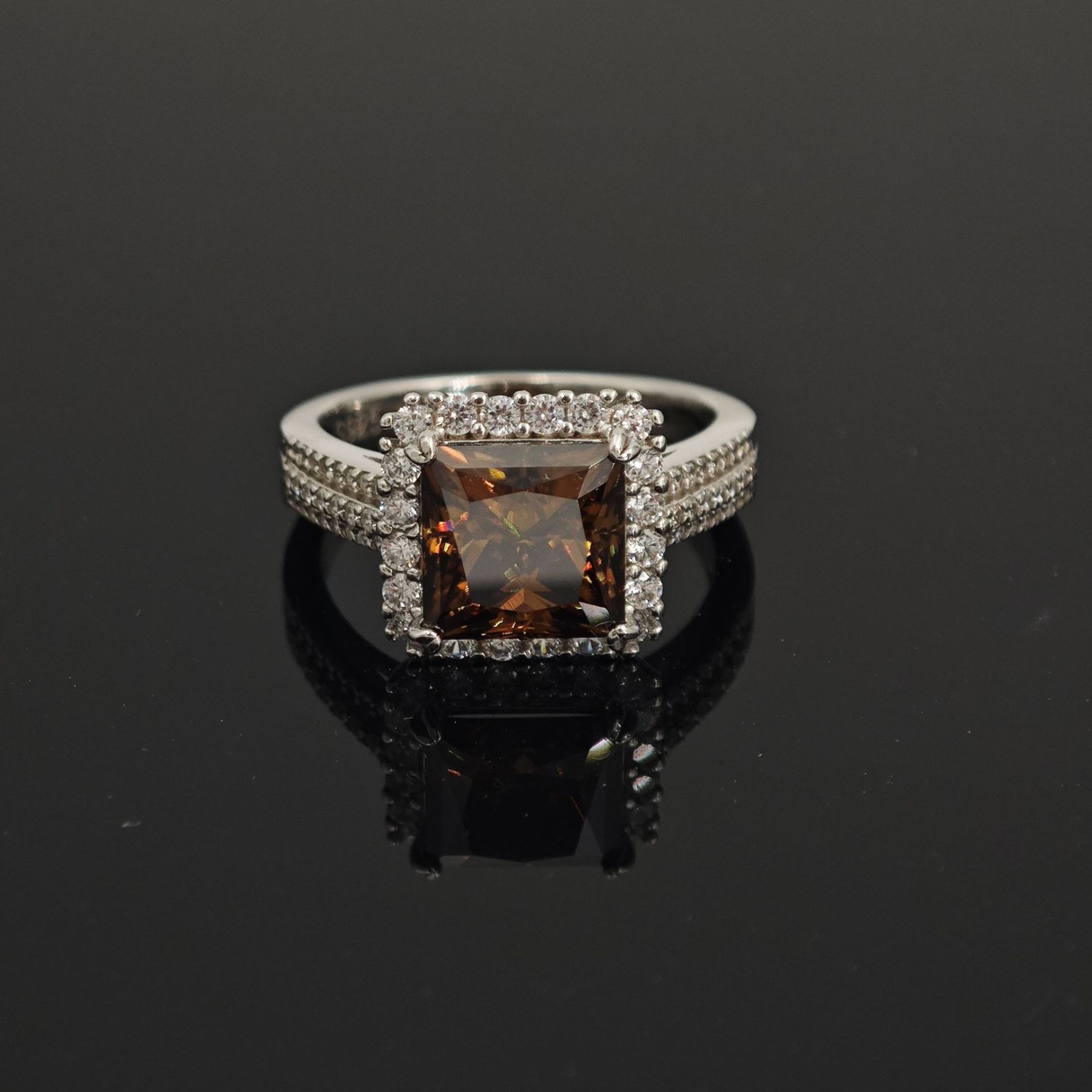 3ct S925 Princess Synthetic Moissanite Halo Ring