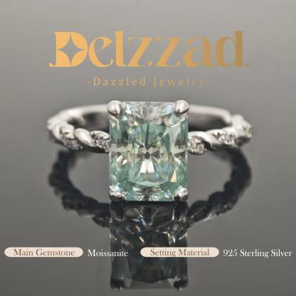 3ct Radiant Synthetic Moissanite Solitaire Twist Band Ring In 925 Sterling Silver