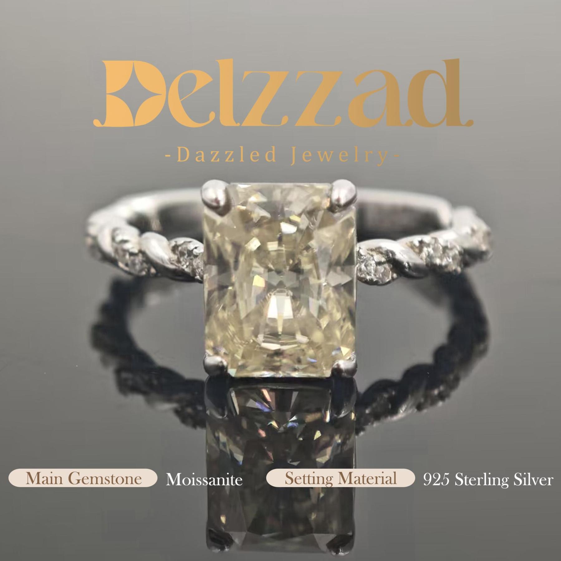 3ct Radiant Synthetic Moissanite Solitaire Twist Band Ring In 925 Sterling Silver