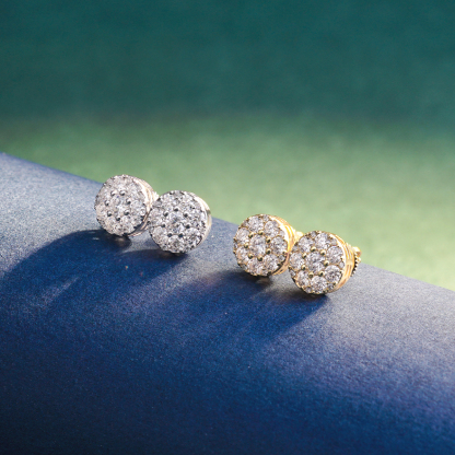 10MM 925S & VVS Moissanite Cluster Halo Stud Earrings Screw Back