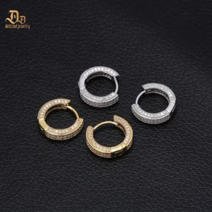 Delzzad S925 Round VVS Synthetic Moissanite Iced Hoop Earring Birthday Valentine's Day Gifts for Men Women