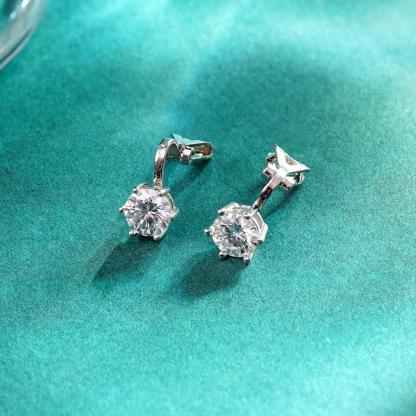 Prong Solitaire Clip-On Earrings S925 VVS Synthetic Moissanite Stud
