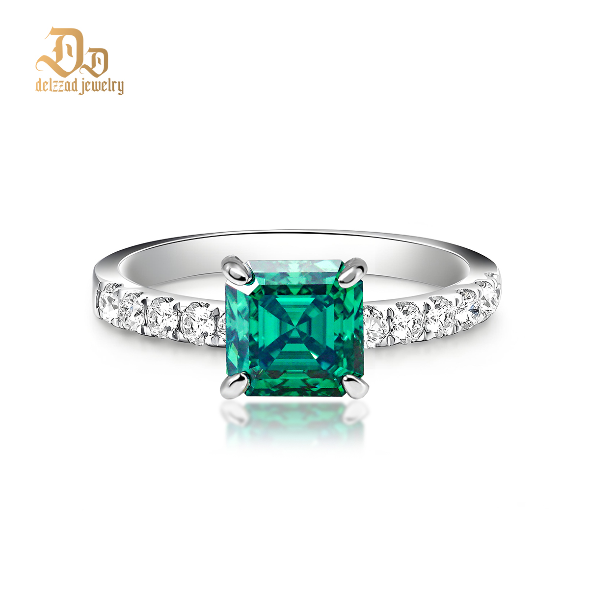 2ct Square Asscher Cut Synthetic Moissanite Solitaire Ring In 925 Sterling Silver