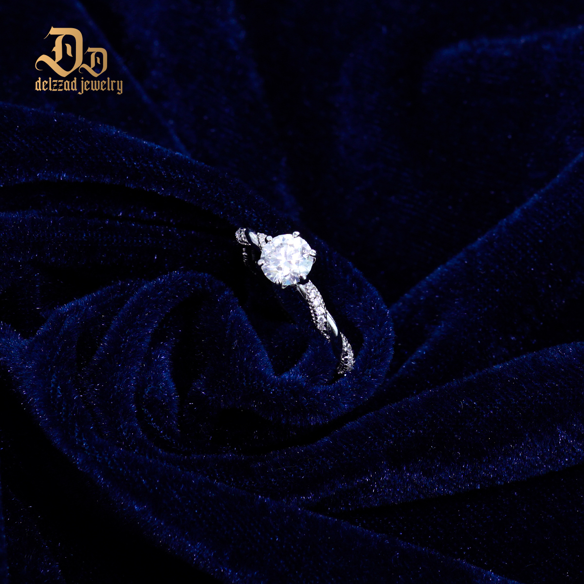 1ct Round Synthetic Moissanite Rope Ring In 925 Sterling Silver