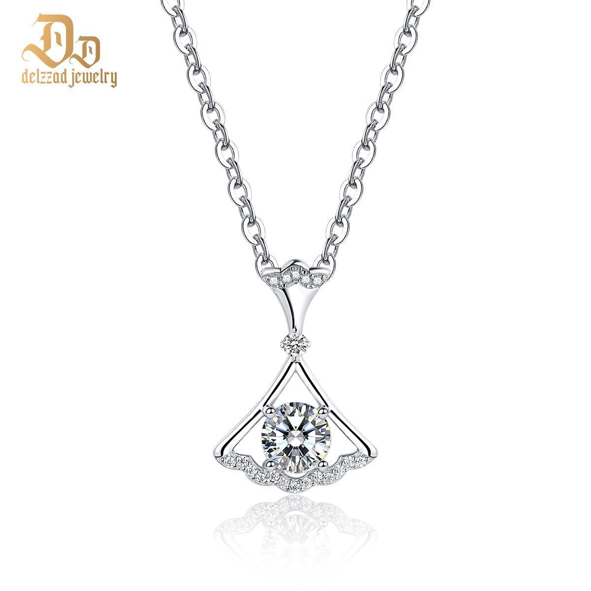 Delzzad S925 Synthetic Moissanite Diverse Sparkling Charm Necklace Pendant Valentine's Day Lover Gifts for Women