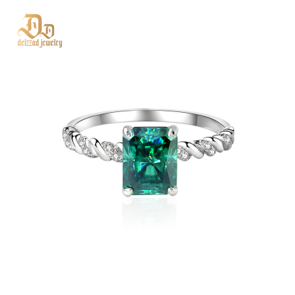 3ct Radiant Synthetic Moissanite Solitaire Twist Band Ring In 925 Sterling Silver