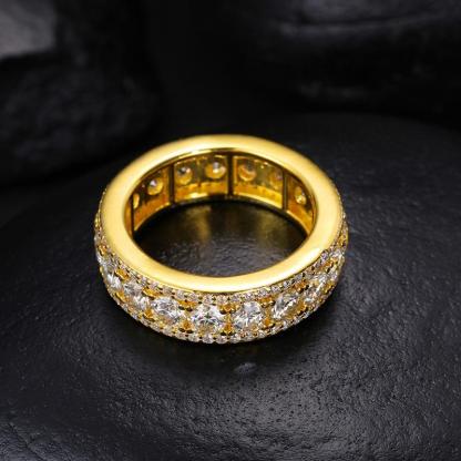 S925 VVS Synthetic Moissanite Hip Hop Style Unisex Circle Ring Gift For Men Women