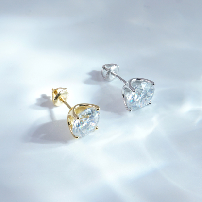 Solitaire Four Prong Earrings Screw/Butterfly Back Stud Earrings D-Color Moissanite & S925