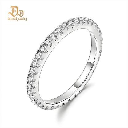 Delzzad S925 VVS D Color Synthetic Moissanite Eternity Ring Band Anniversary Valentine's Day Gifts For Women Men
