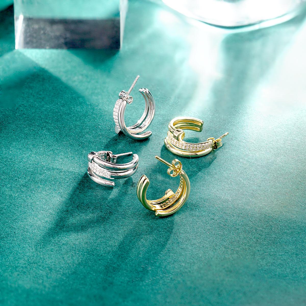 Aesthetic Huggies Hoop Earrings D Color VVS Synthetic Moissanite S925 Stud Unisex Hip Hop Earrings