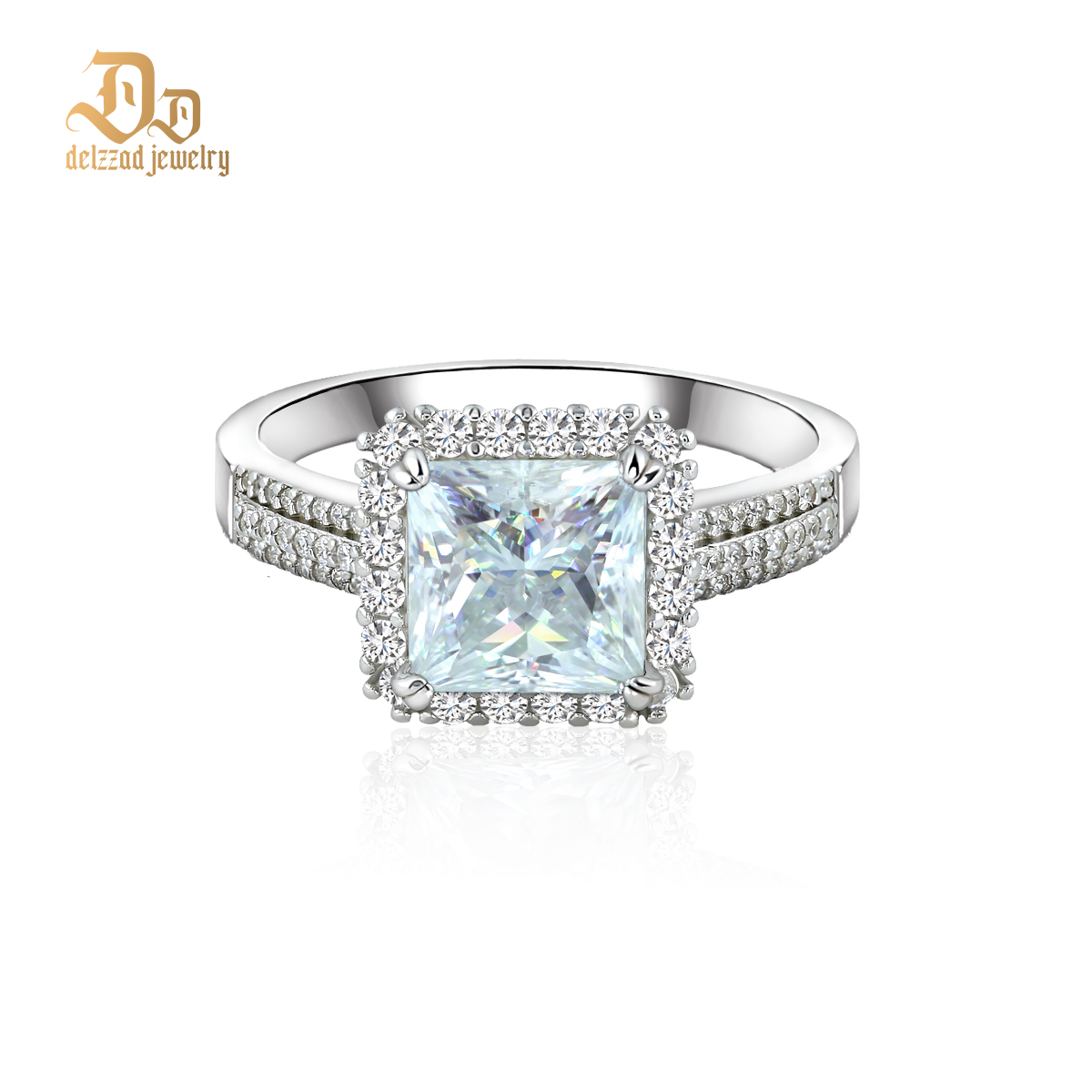 3ct S925 Princess Synthetic Moissanite Halo Ring