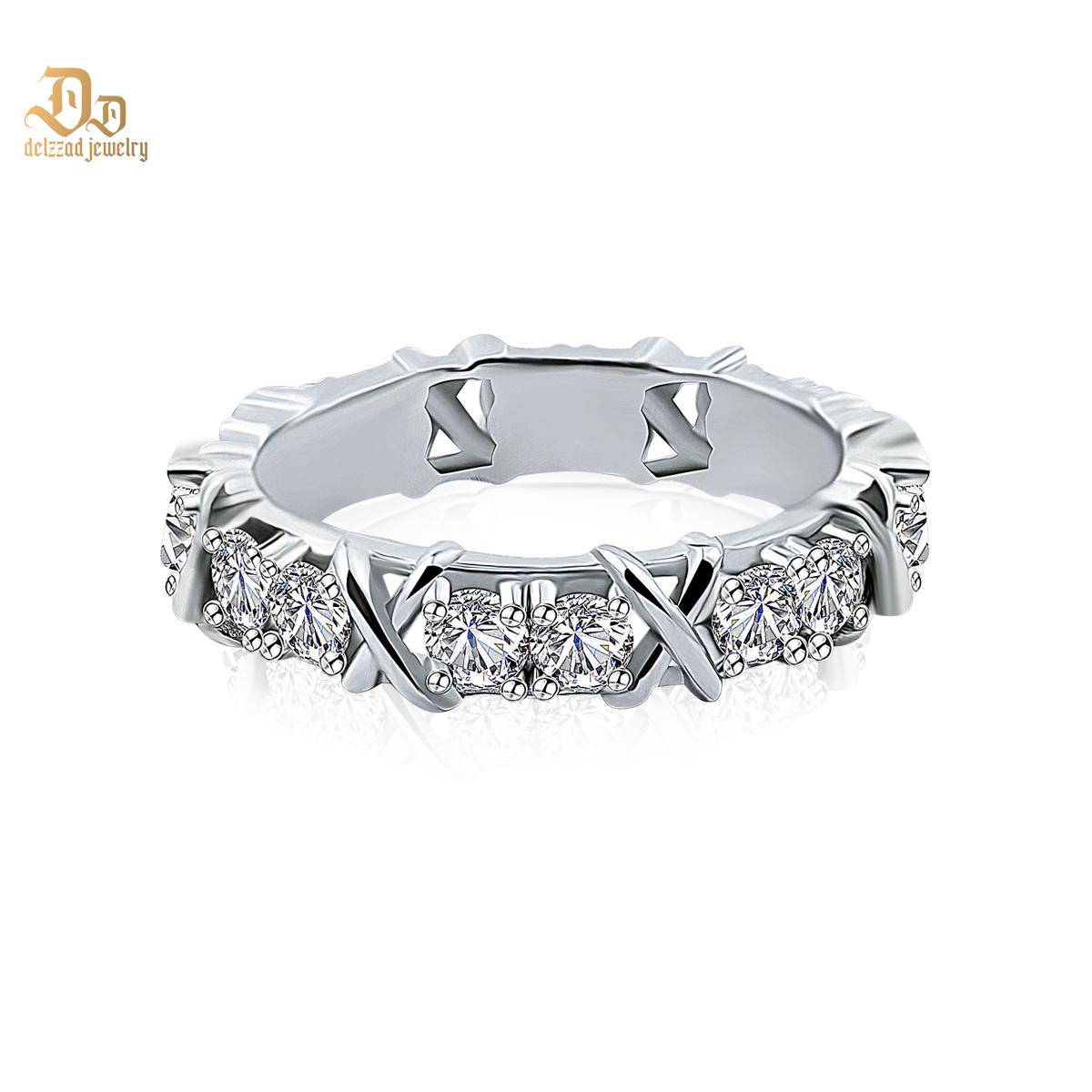 S925 VVS Synthetic Moissanite Cross Eternity Ring Gift For Wedding Anniversary