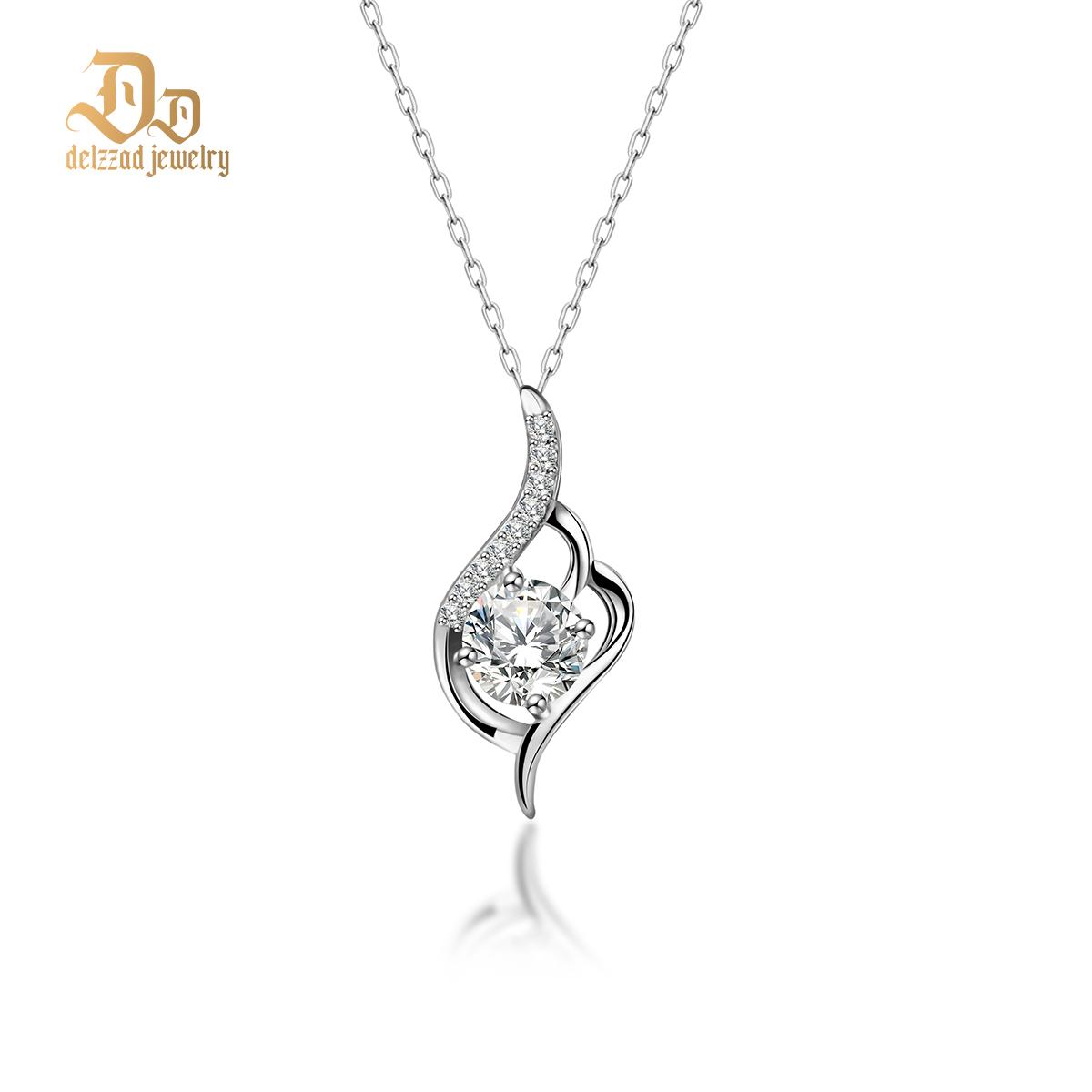 Delzzad S925 Synthetic Moissanite Diverse Sparkling Charm Necklace Pendant Valentine's Day Lover Gifts for Women