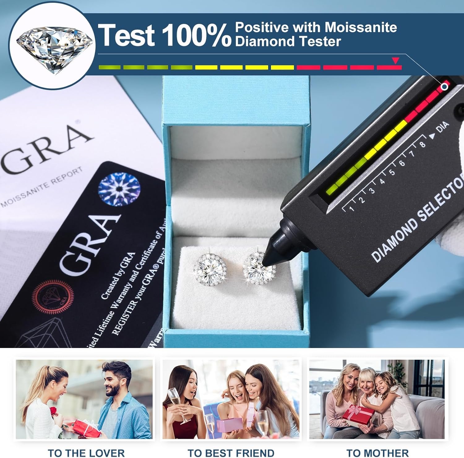 925S & VVS1 MOISSANITE HALO STUD EARRINGS