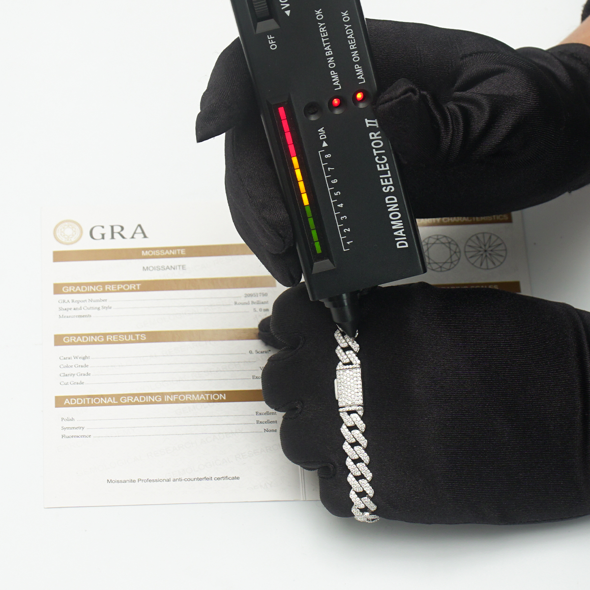 03style 8.5MM S925 VVS Synthetic Moissanite Hip Hop Iced Out Cuban Link Bracelet