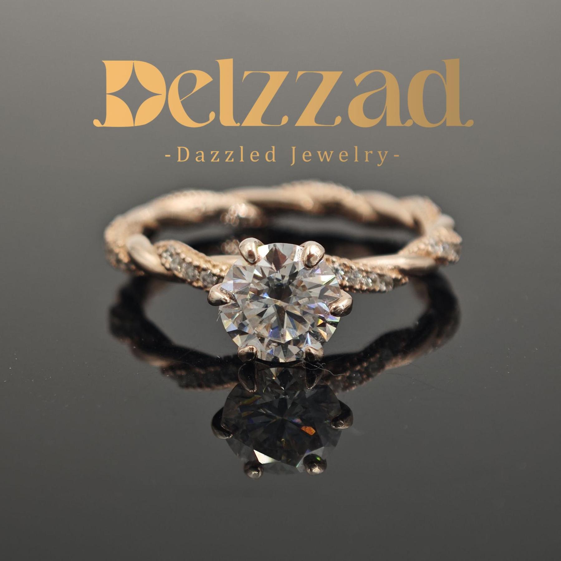 1ct Round Synthetic Moissanite Rope Ring In 925 Sterling Silver