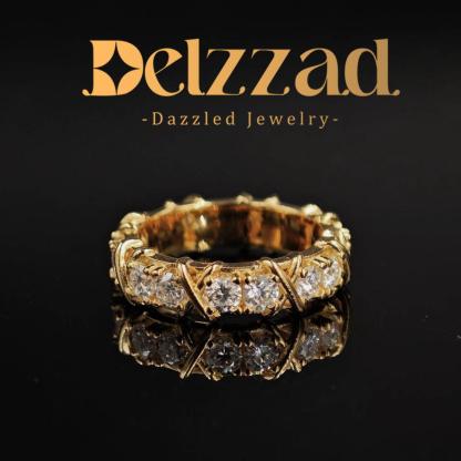 S925 VVS Synthetic Moissanite Cross Eternity Ring Gift For Wedding Anniversary