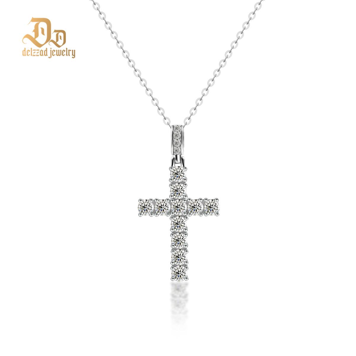 Delzzad S925 Synthetic Moissanite Cross Necklace 18inches
