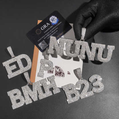 MOISSANITE MEDIUM SIZE ALPHBET LETTERS CHARM PENDANT