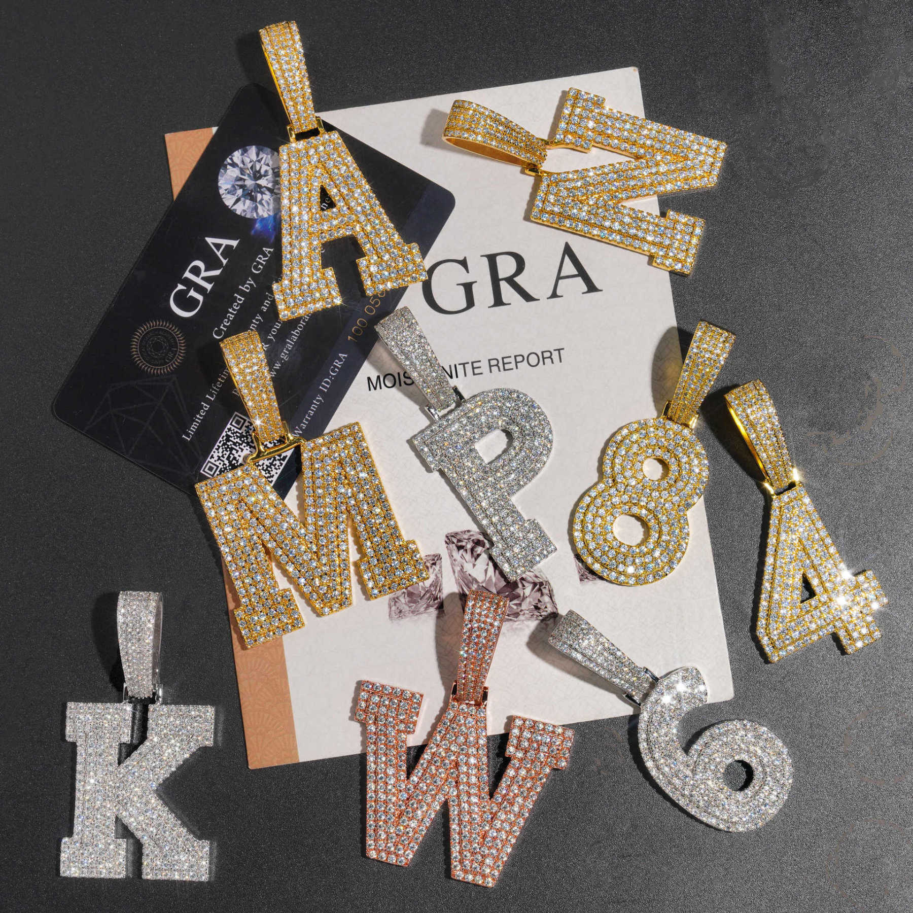 MOISSANITE MEDIUM SIZE ALPHBET LETTERS CHARM PENDANT