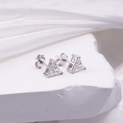 S925 Triangle Cut Synthetic Moissanite Solitaire Stud Earrings Birthday Anniversary Mother's Day Gifts