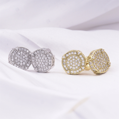 BLINGSHIELD Round Pave Stud Earrings Screw Back Butterfly Back 925S & VVS Moissanite