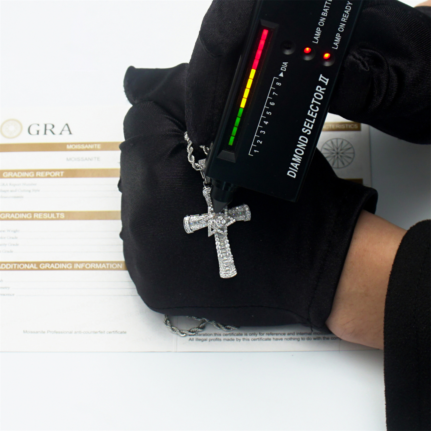 S925 3ct VVS Synthetic Moissanite Exquisite Cross Rotatable Pentagram Pendant Necklace Birthday Anniversary Gift