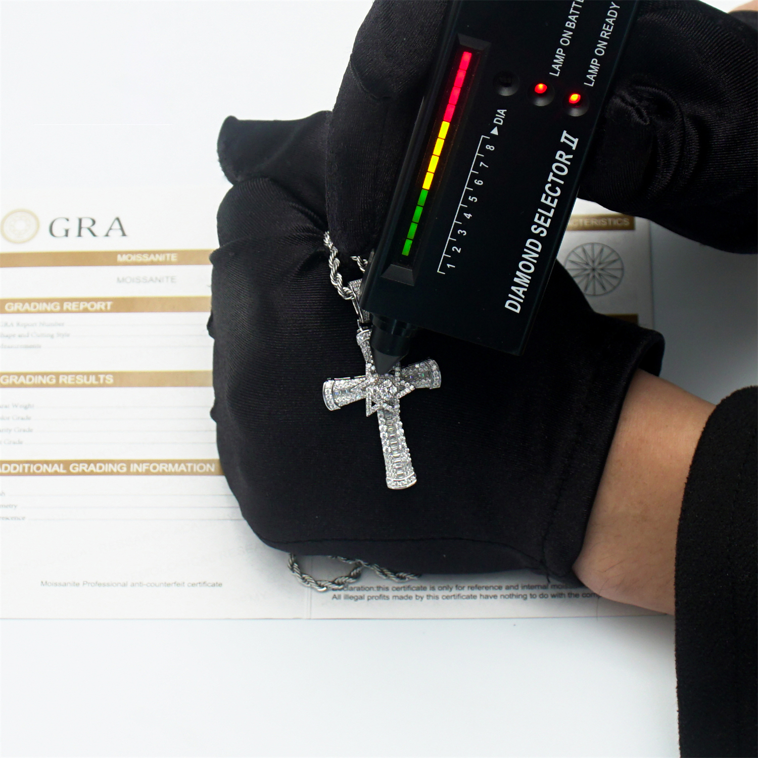 S925 3ct VVS Synthetic Moissanite Exquisite Cross Rotatable Pentagram Pendant Necklace Birthday Anniversary Gift