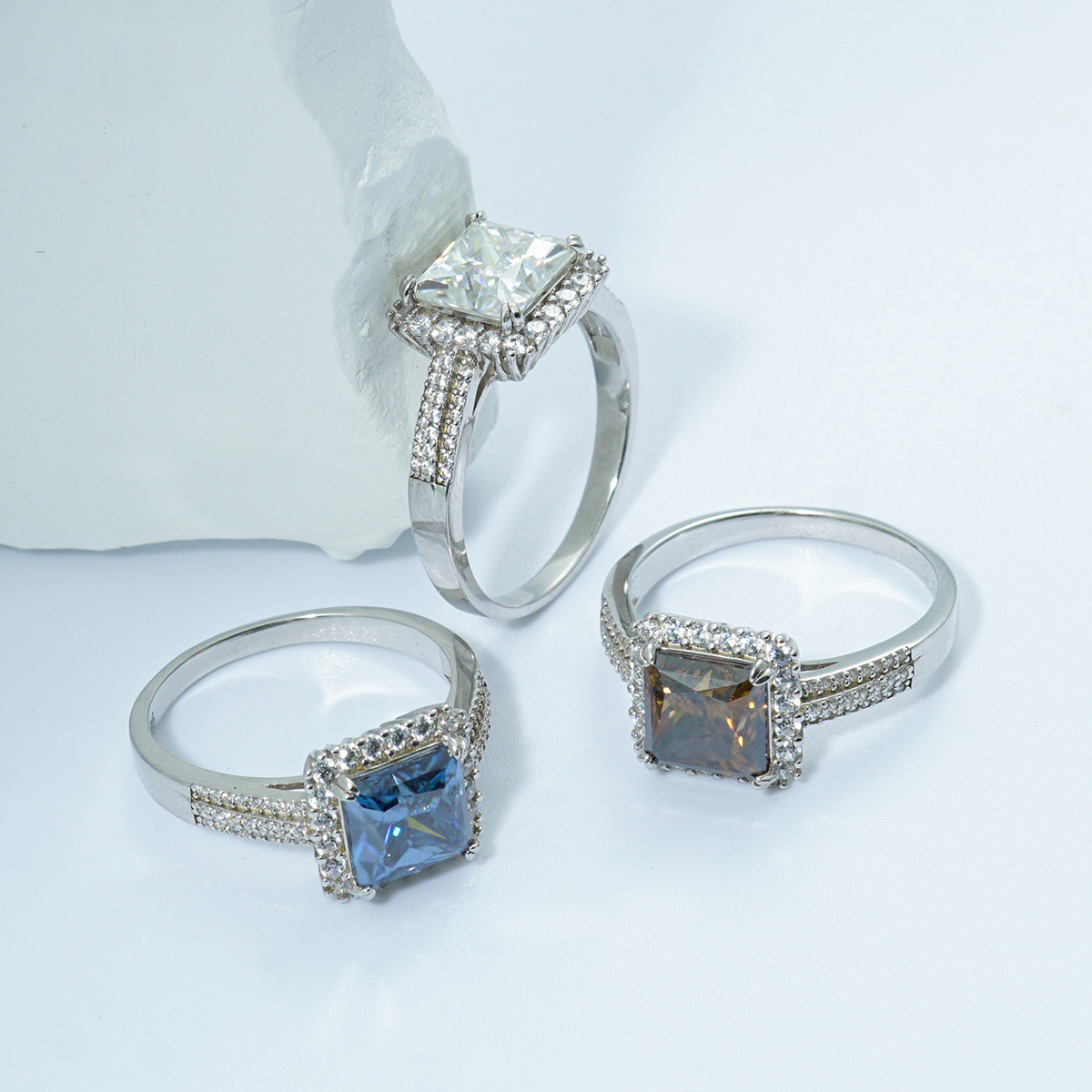 3ct S925 Princess Synthetic Moissanite Halo Ring