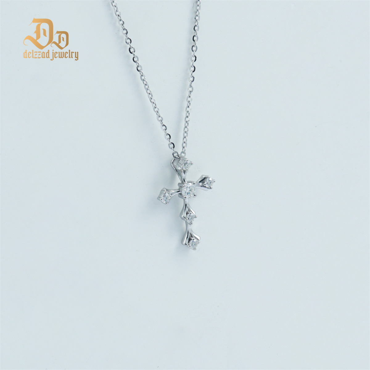 Delzzad S925 Synthetic Moissanite Cross Necklace 18inches