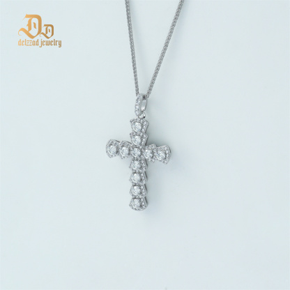 Delzzad S925 Synthetic Moissanite Cross Necklace 18inches
