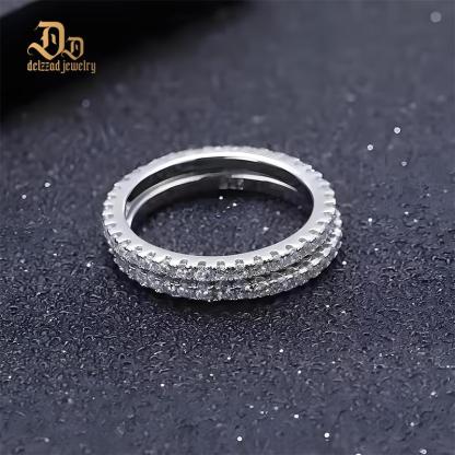 Delzzad S925 VVS D Color Synthetic Moissanite Eternity Ring Band Anniversary Valentine's Day Gifts For Women Men