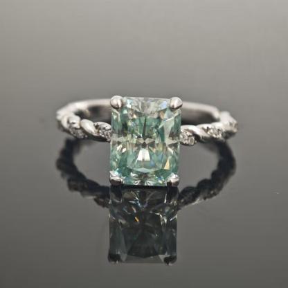 3ct Radiant Synthetic Moissanite Solitaire Twist Band Ring In 925 Sterling Silver