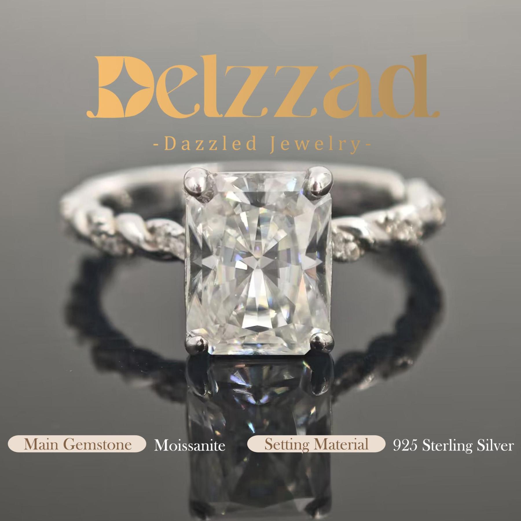 3ct Radiant Synthetic Moissanite Solitaire Twist Band Ring In 925 Sterling Silver