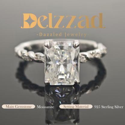 3ct Radiant Synthetic Moissanite Solitaire Twist Band Ring In 925 Sterling Silver