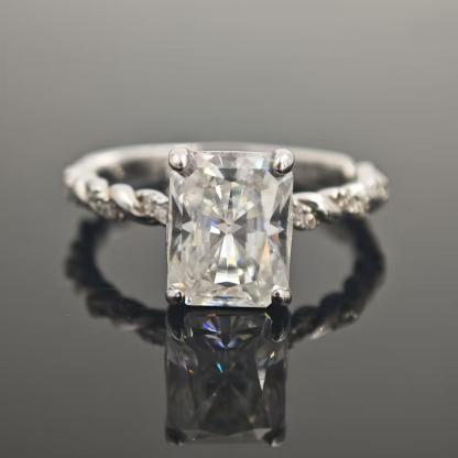 3ct Radiant Synthetic Moissanite Solitaire Twist Band Ring In 925 Sterling Silver