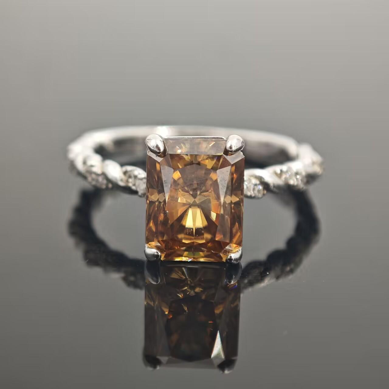 3ct Radiant Synthetic Moissanite Solitaire Twist Band Ring In 925 Sterling Silver