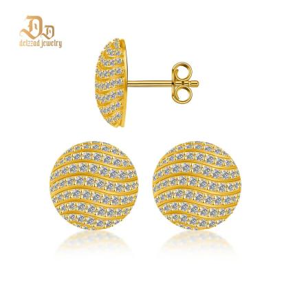 D Color Synthetic Moissanite 1.1ct Round Bling Undular Dome-Shaped Earrings