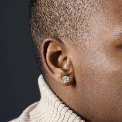 S925 Round Bling Cluster Earrings D Color Synthetic Moissanite UnisexStud Earrings