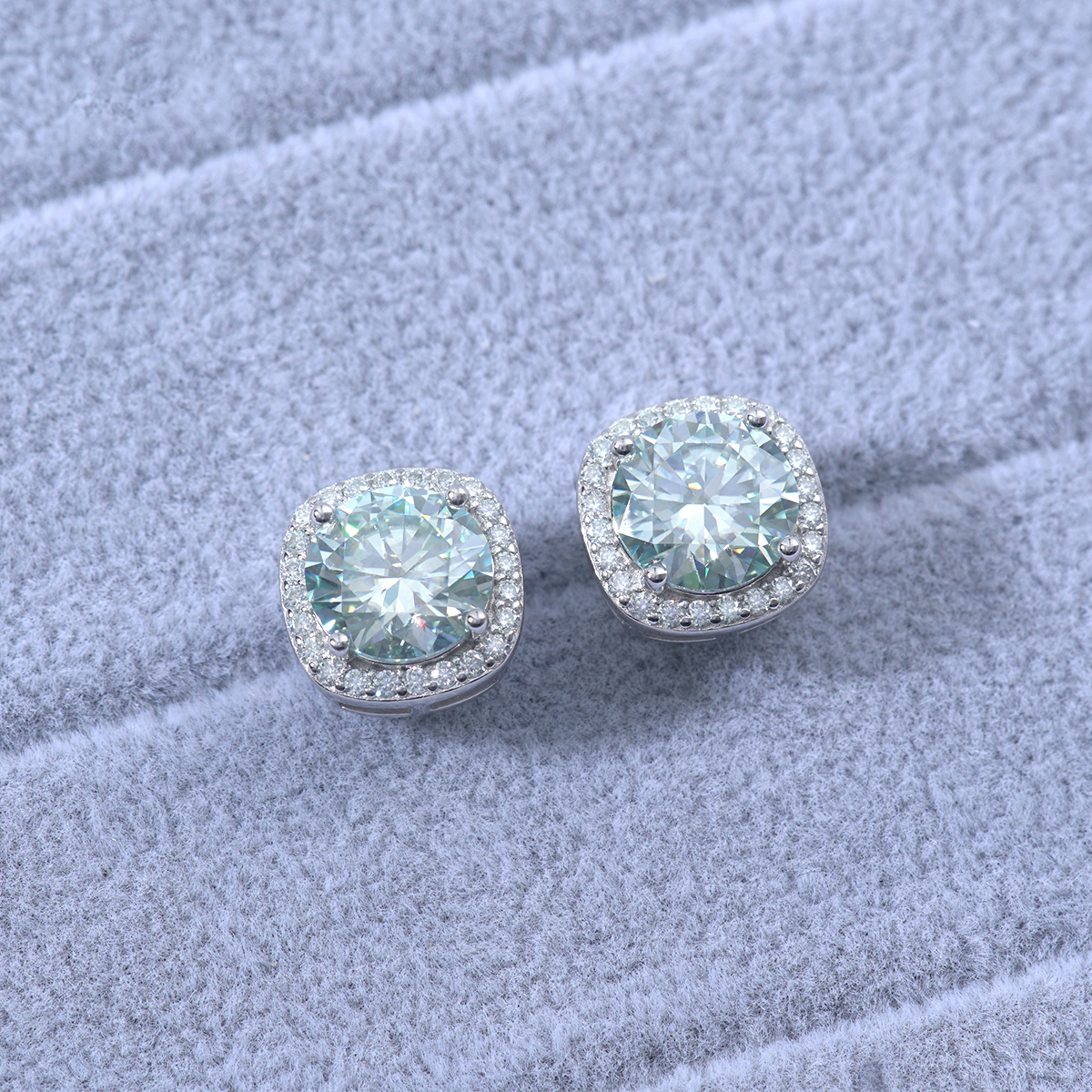 S925 Synthetic Moissanite Colored Halo Square Stud Earrings St Mother's Day Christmas Birthday Gift For Men Women