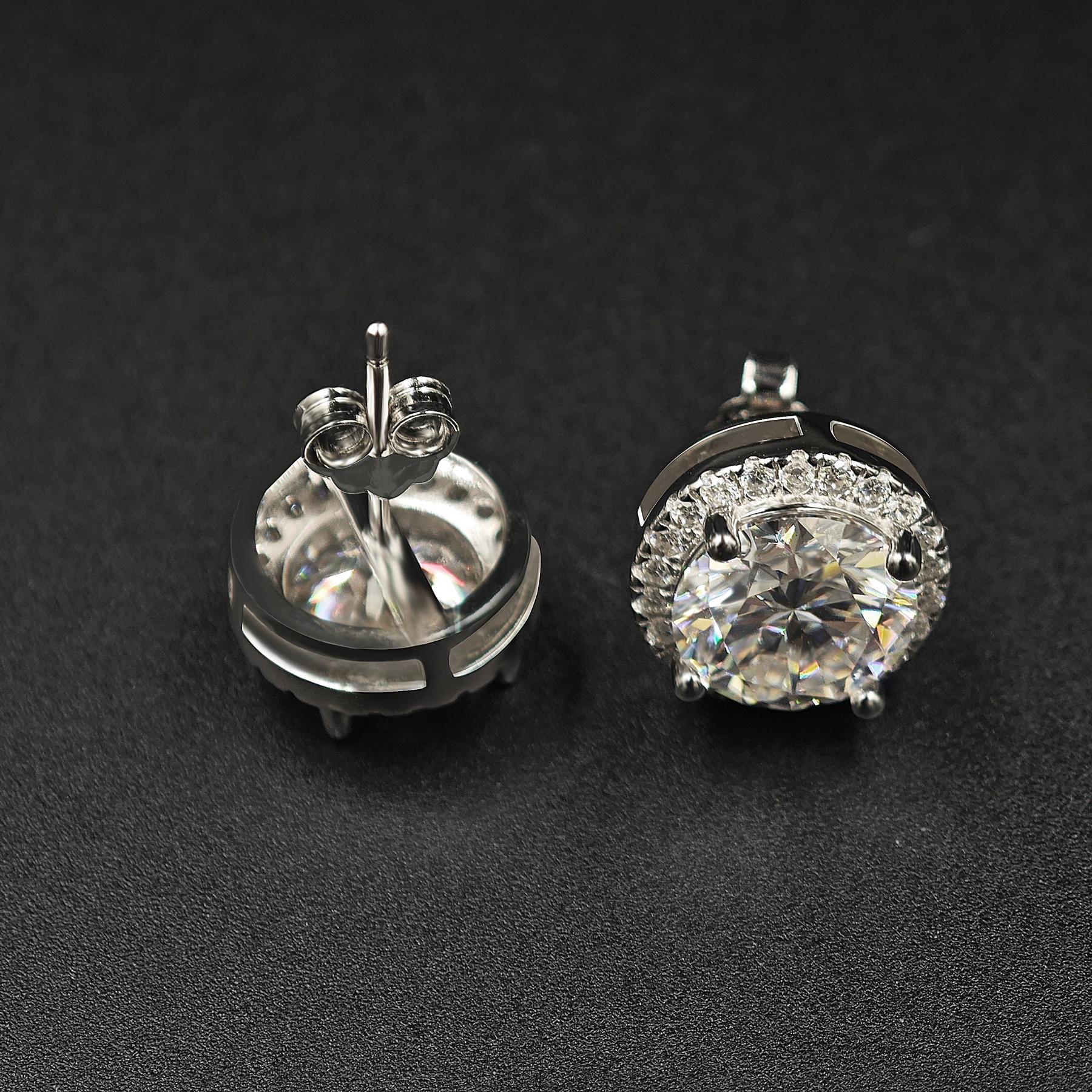 ICEBURST Halo Spark Stud Earrings 925S & VVS Moissanite