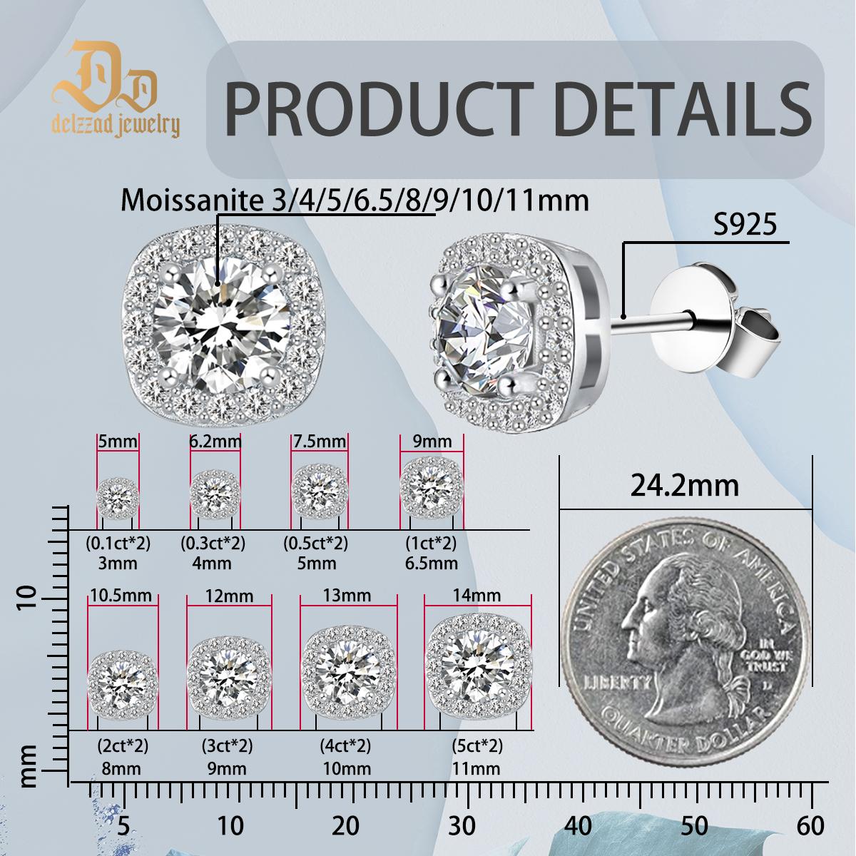 HALO SQUARE Luxury Stud Earrings S925S & VVS Moissanite